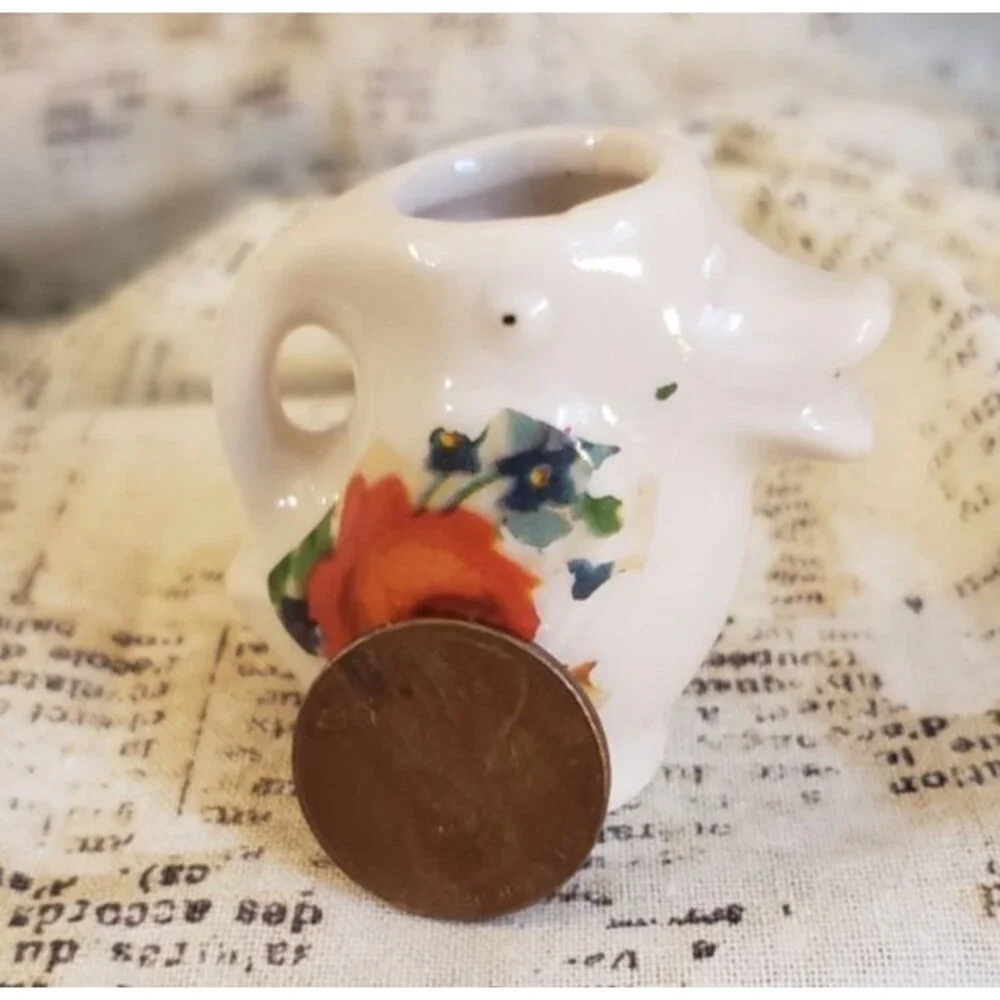 Artsy, Boho, Quirky  - Vintage Miniature Bird/Duck Pitcher w/ Floral Pattern